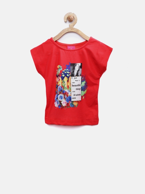 

Tiny Girl Red Floral Print Top