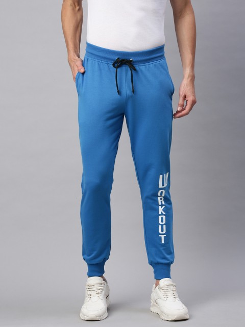 

abof Men Blue Solid Pure Cotton Regular Fit Joggers