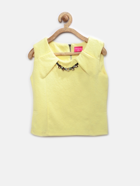 

Tiny Girl Yellow Patterned Top with Embellished Detail