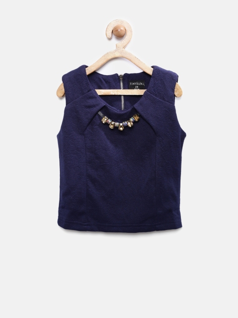 

Tiny Girl Navy Patterned Top with Embellished Detail, Navy blue