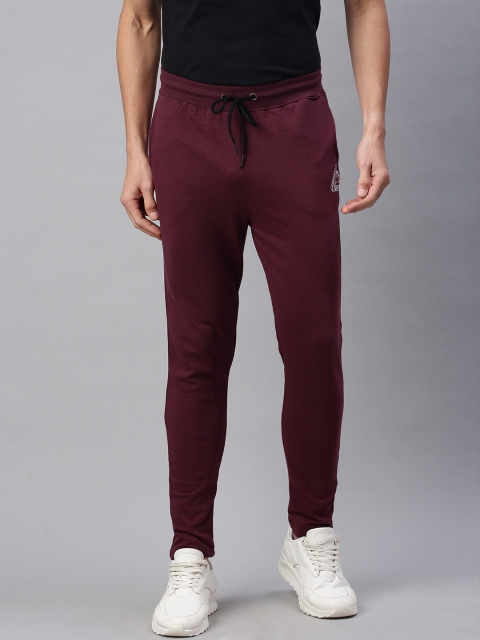 

abof Men Maroon Solid Track Pants