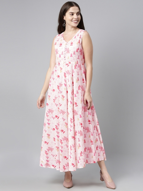 

AHIKA Pink Printed Maxi Dress