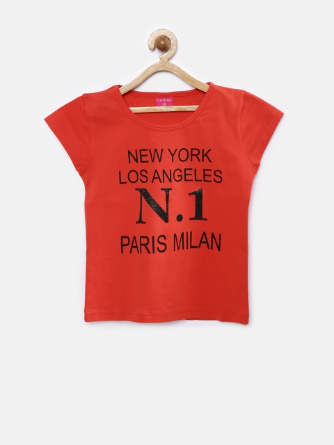 

Tiny Girl Coral Red Printed Top