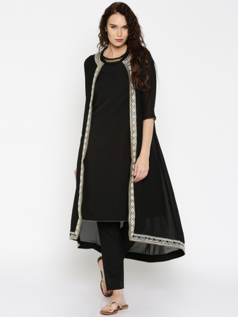 

IMARA Black Layered Kurta with Trousers