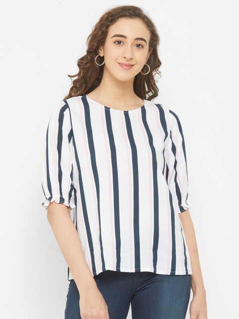 

109F White & Blue Striped Regular Top