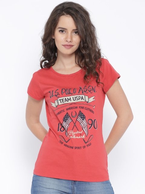 

U.S. Polo Assn. Women Red Printed Top