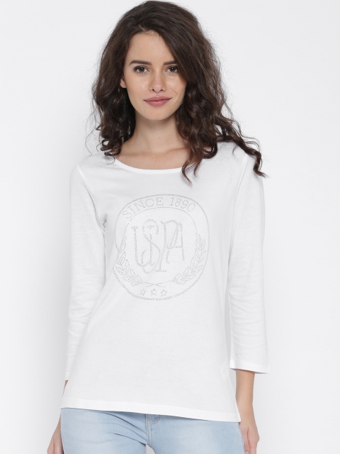 

U.S. Polo Assn. Women White Embellished Top