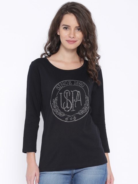 

U.S. Polo Assn. Women Black Embellished Top