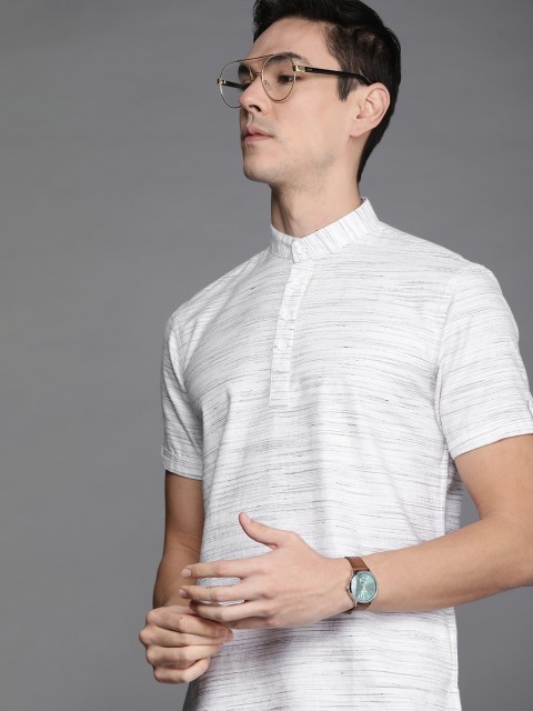 

Ethnix by Raymond Men White & Black Self Design Kurta