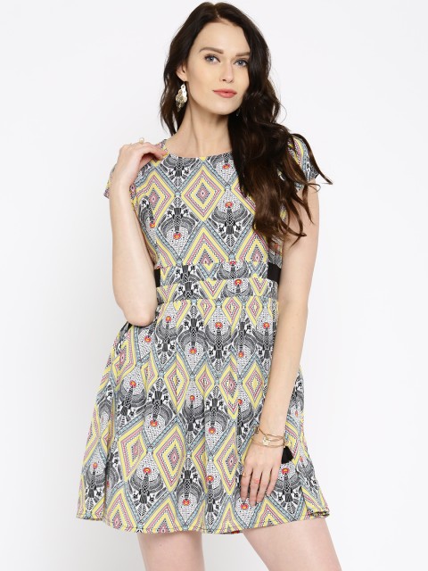

IMARA Women Multicoloured Printed A-Line Dress, Multi