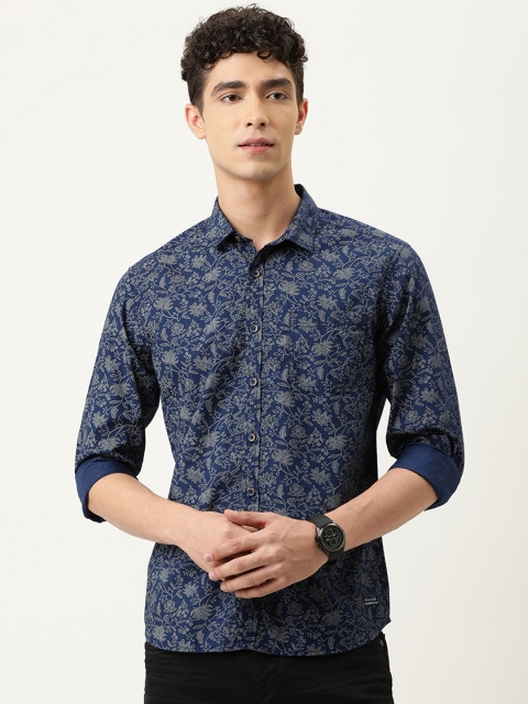 

Flying Machine Men Navy Blue Slim Fit Floral Printed Casual Shirt