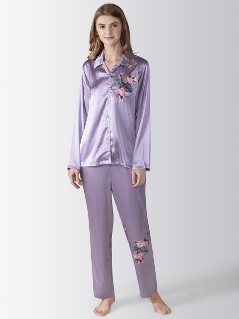 

ADORENITE Women Lavender Solid Night suit