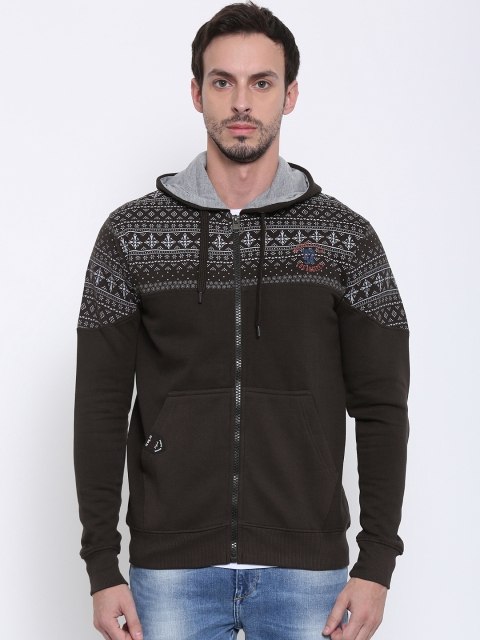 

Fort Collins Coffee Brown Hooded Printed Sweatshirt