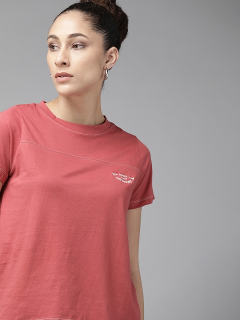 

Roadster Women Pink Solid Pure Cotton T-shirt