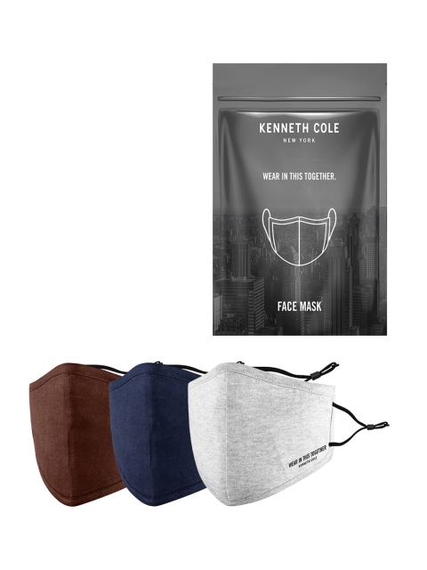

Kenneth Cole Unisex Pack Of 3 Solid 6-Ply Pure Cotton Reusable Cloth Face Masks, Navy blue