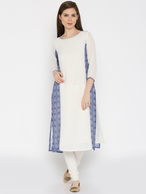 

IMARA Women White Printed A-Line Kurta