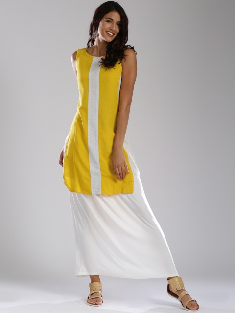 

IMARA Yellow & White High-Low Kurta