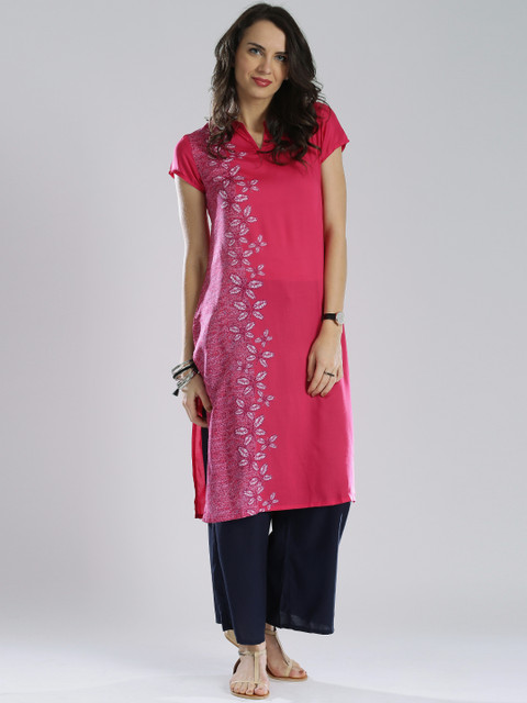 

IMARA Pink Printed LIVA Kurta