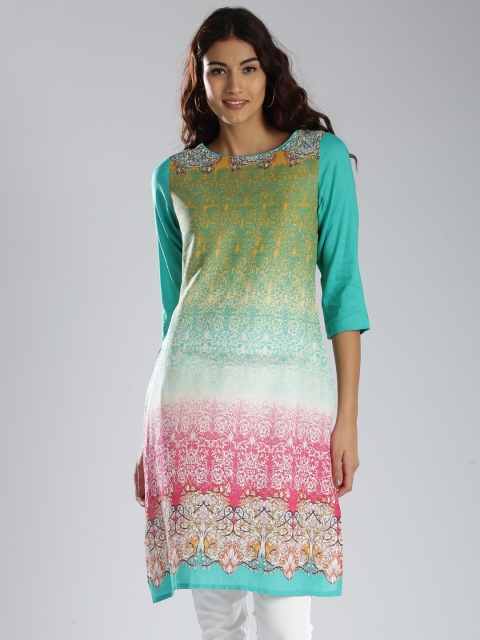

IMARA Women Multicoloured Printed Straight Kurta, Multi