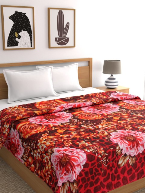 

Signature Red & Pink Floral AC Room 380 GSM Double Bed Blanket