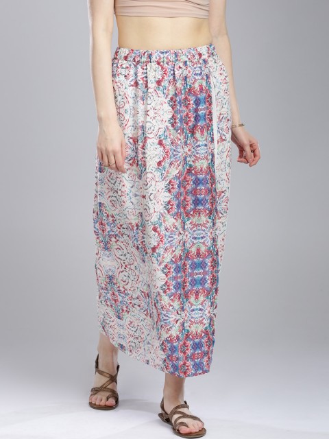 

IMARA Off-White Printed Layered Maxi Skirt