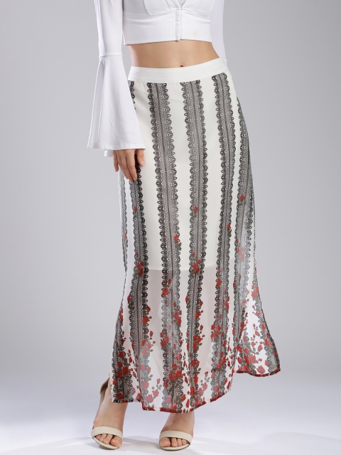 

IMARA Fusion by Off-White & Black Printed Maxi Skirt