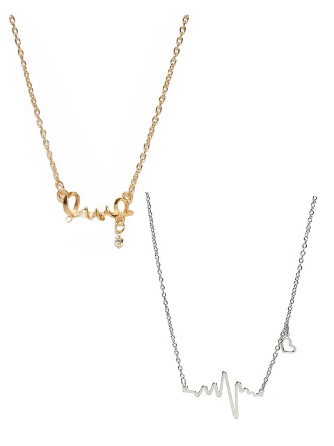 

OOMPH Set Of 2 Alloy Layered Necklaces, Gold