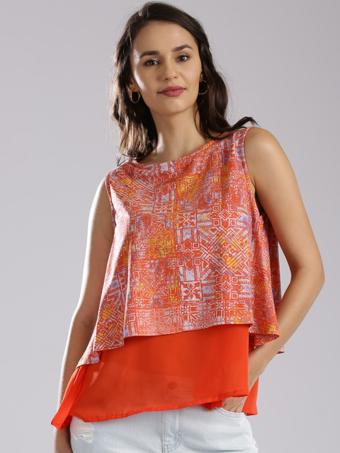 

IMARA Women Orange Printed Regular Top