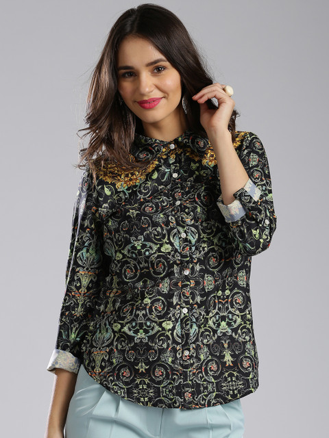 

IMARA Women Black Printed Casual Shirt