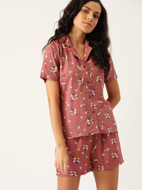 

ETC Women Mauve & Off White Printed Night Suit