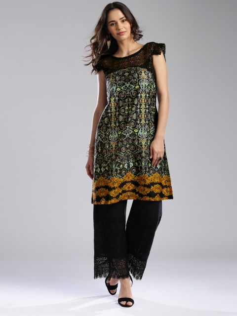 

IMARA Fusion Black & Green Printed Tunic