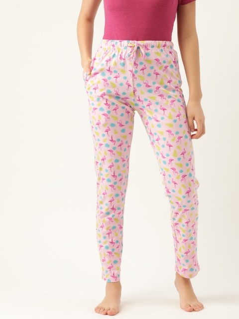

ETC Women Pink & Blue Flamingo Print Lounge Pants