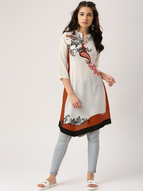 

IMARA Women Off-white Printed A-Line Kurta