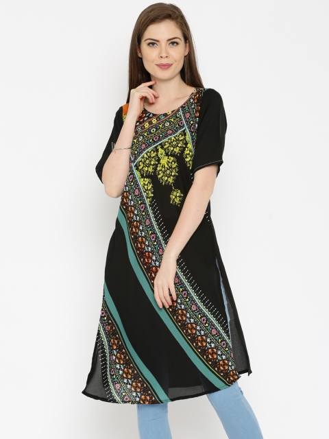

IMARA Black Printed Sheer Tunic