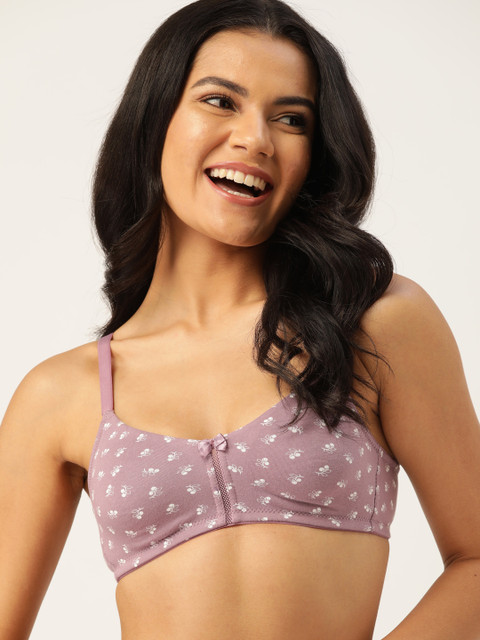 

DressBerry Women Mauve & White Floral Print Everyday Bra PM-DB-PRC-01