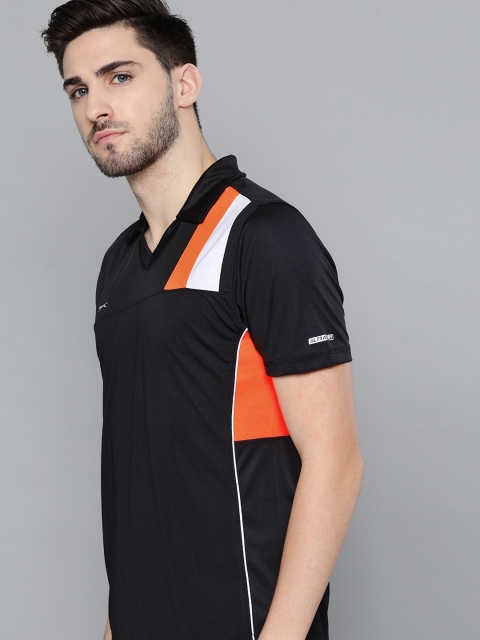 

Slazenger Men Black Solid Spread Collar T-shirt
