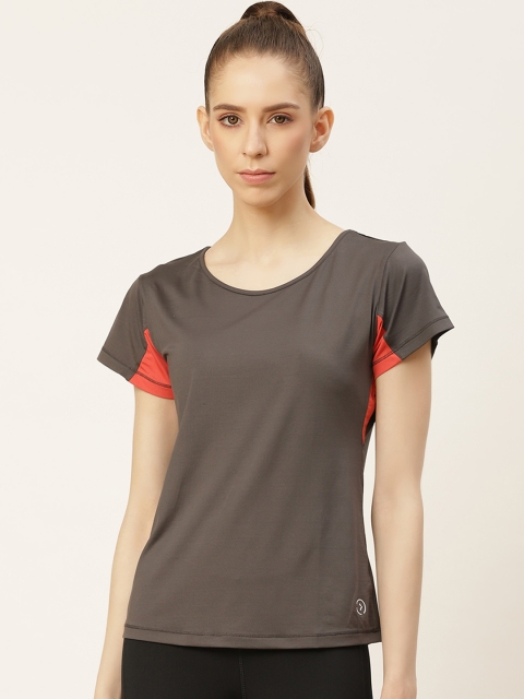 

KICA Women Charcoal Grey Solid Rapid Dry T-shirt