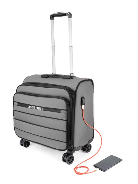 

THE ASSEMBLY Women Grey & Black Solid Soft-Sided Cabin Trolley Overnighter