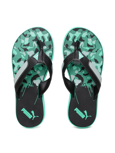 

PUMA Men Black & Green Printed Wrens DP Flip-Flops