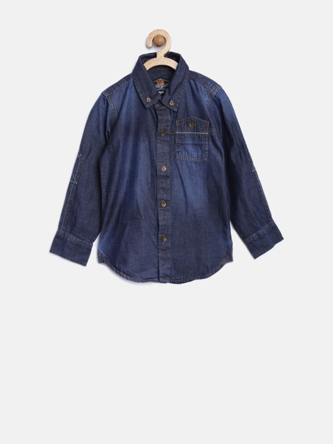 

GJ Unltd Jeans by Gini & Jony Boys Navy Washed Denim Shirt, Navy blue