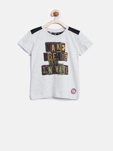 

Gini & Jony Girls Grey Melange Printed T-shirt