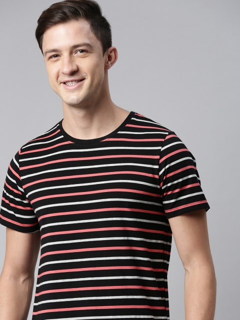 

Mast & Harbour Men Black & Grey Striped T-shirt