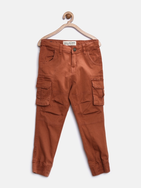 

Gini & Jony Boys Rust Brown Slim Joggers Fit Cargo Trousers