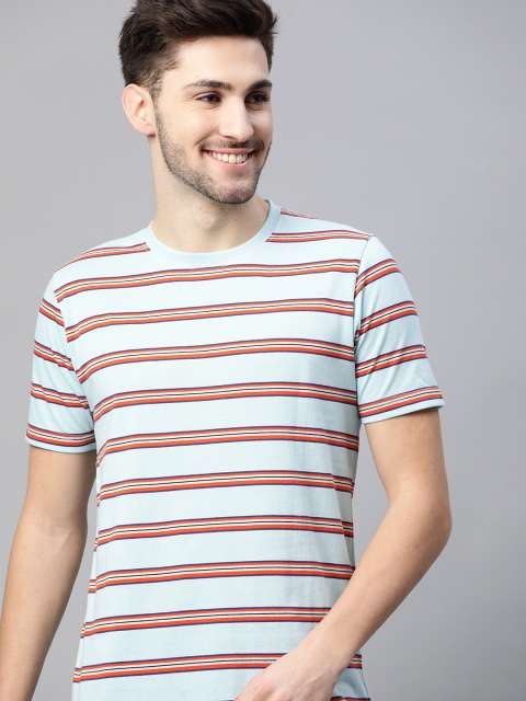 

Mast Harbour Men Blue Red Striped Pure Cotton Handcrafted Pure Cotton T-shirt