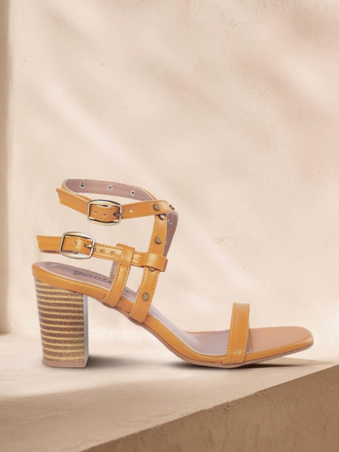 

Roadster Women Mustard Yellow Mid-Top Block heels with Embellished Detail