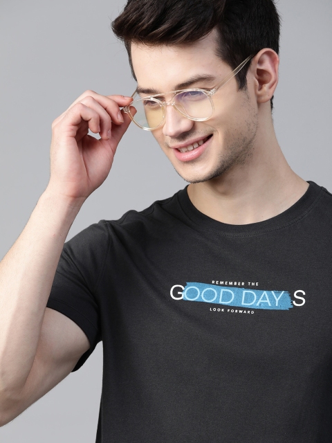 

Mast & Harbour Men Black Pure Cotton Typography Printed T-shirt