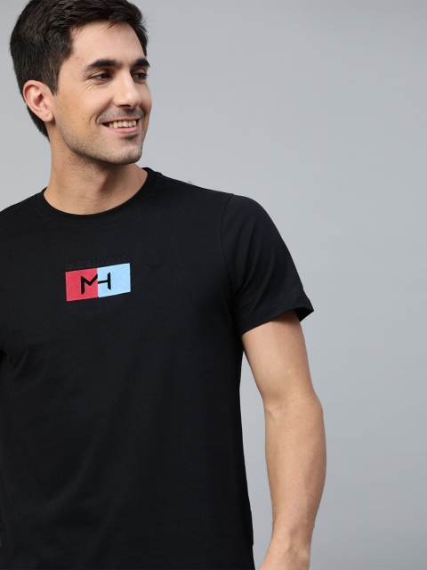 

Mast Harbour Men Black Brand Logo Printed Handcrafted Pure Cotton T-shirt