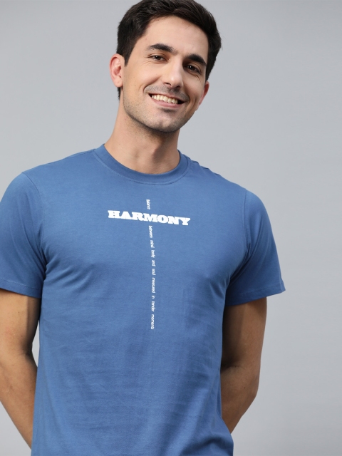 

Mast Harbour Men Blue Typography Printed Pure Cotton Handcrafted Pure Cotton T-shirt