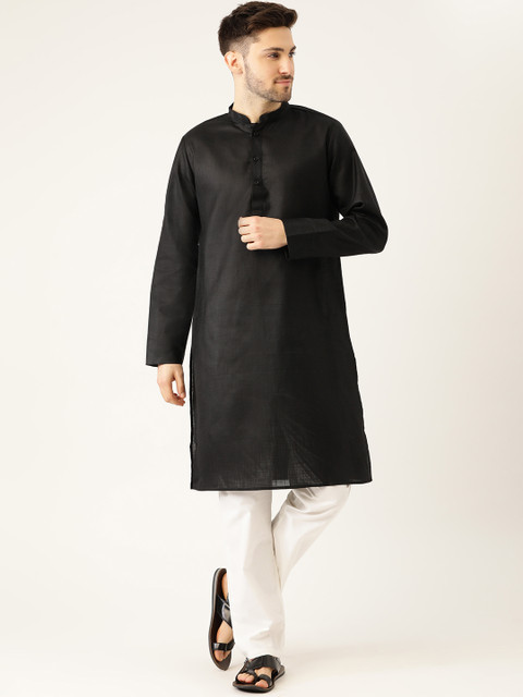 

Molly & Michel Men Black Pure Cotton Solid Kurta with Pyjamas