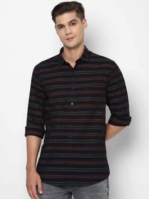 

Allen Solly Men Black Slim Fit Striped Casual Shirt